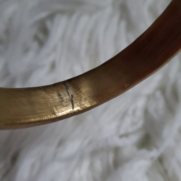 Vintage Brass Inlay Turquoise Chip Bangle Bracelet - Picture 8 of 8